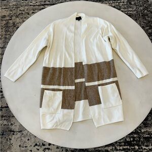 Lumiere White and Brown Cardigan Sweater